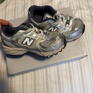 New Balance Kids Silver and Black Sneakers